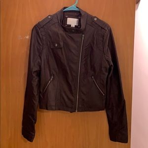Synthetic brown leather jacket